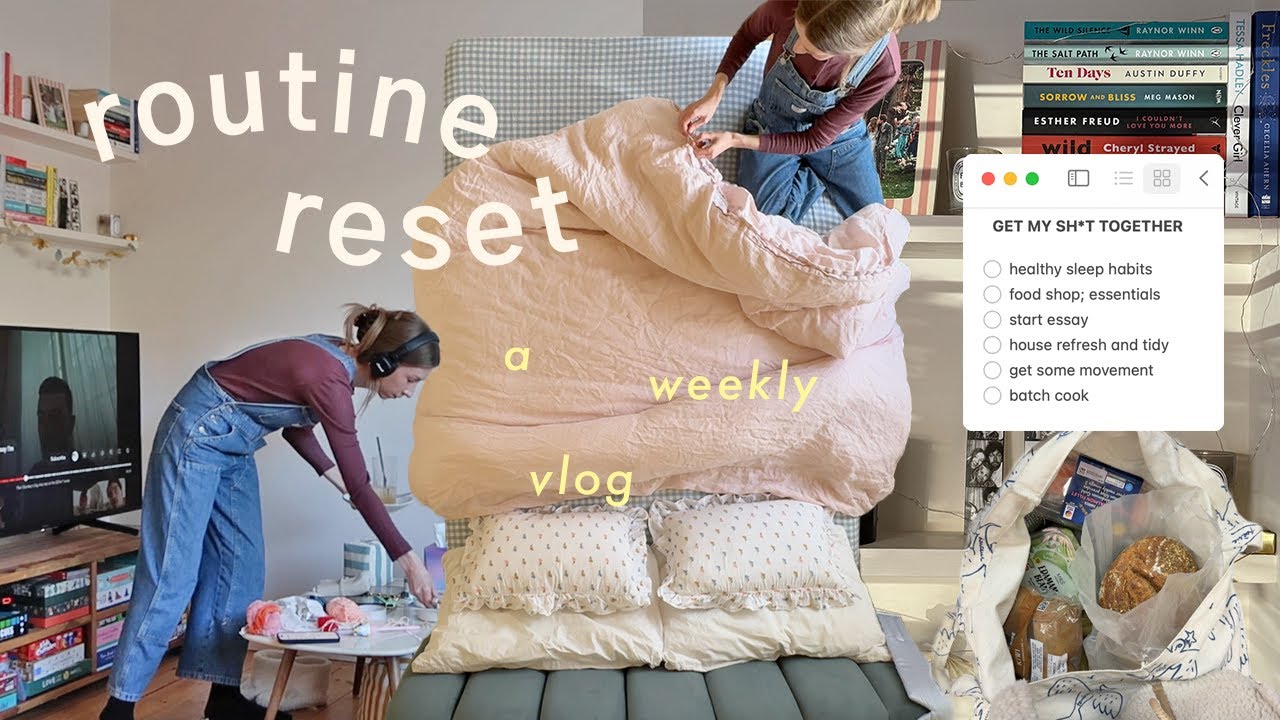 YouTube post by @RhiannonAshleeVlogs for Healf. Caption reads: ROUTINE RESET 🧚 healthy habits, batch cooking,....