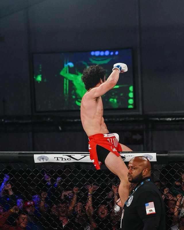 Instagram post by @nur__boutique for Up Next Fighting. Caption reads: Rewatch Arshag Dadourian’s hard-fought victory....