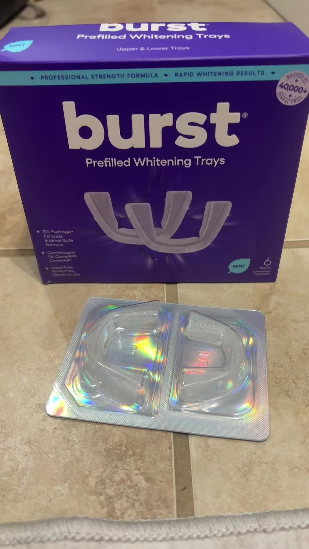 TikTok post by @calvinoliverjames for Burst Oral Care. Caption reads: [...] #slefcare #whitersmile #dentalcare @BURST....
