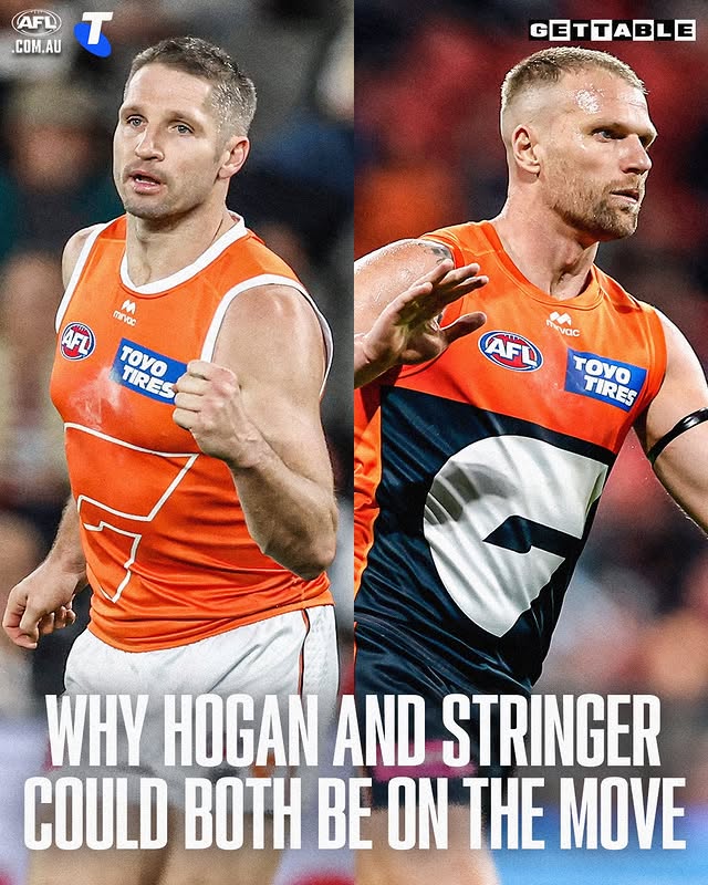Instagram post by @caltwomeyafl for Telstra. Caption reads: Jesse Hogan and Jake Stringer could both be on the....