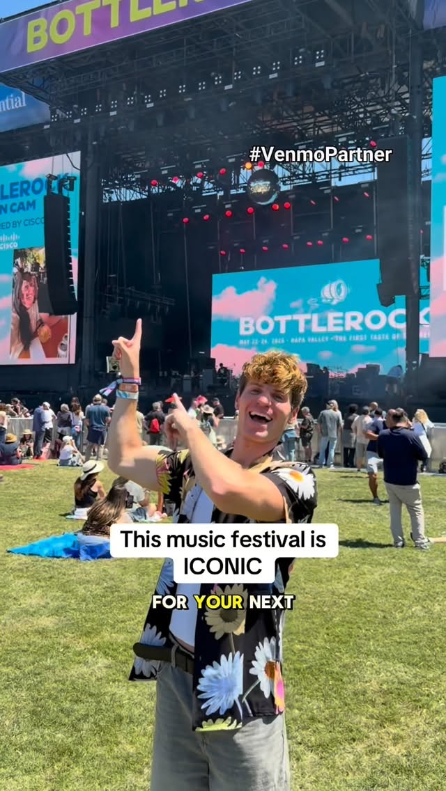 Instagram post by @louislevanti for Venmo. Caption reads: [...] @bottlerocknapa was ICONIC thanks to @venmo....