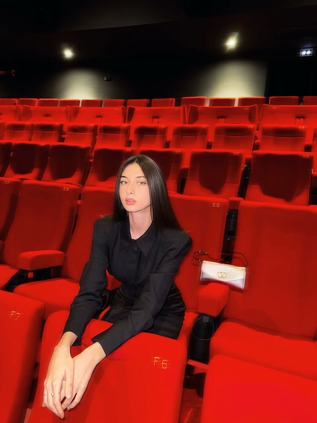 Instagram post by @myriemboukadida for Valentino. Caption reads: at the movies @maisonvalentino.