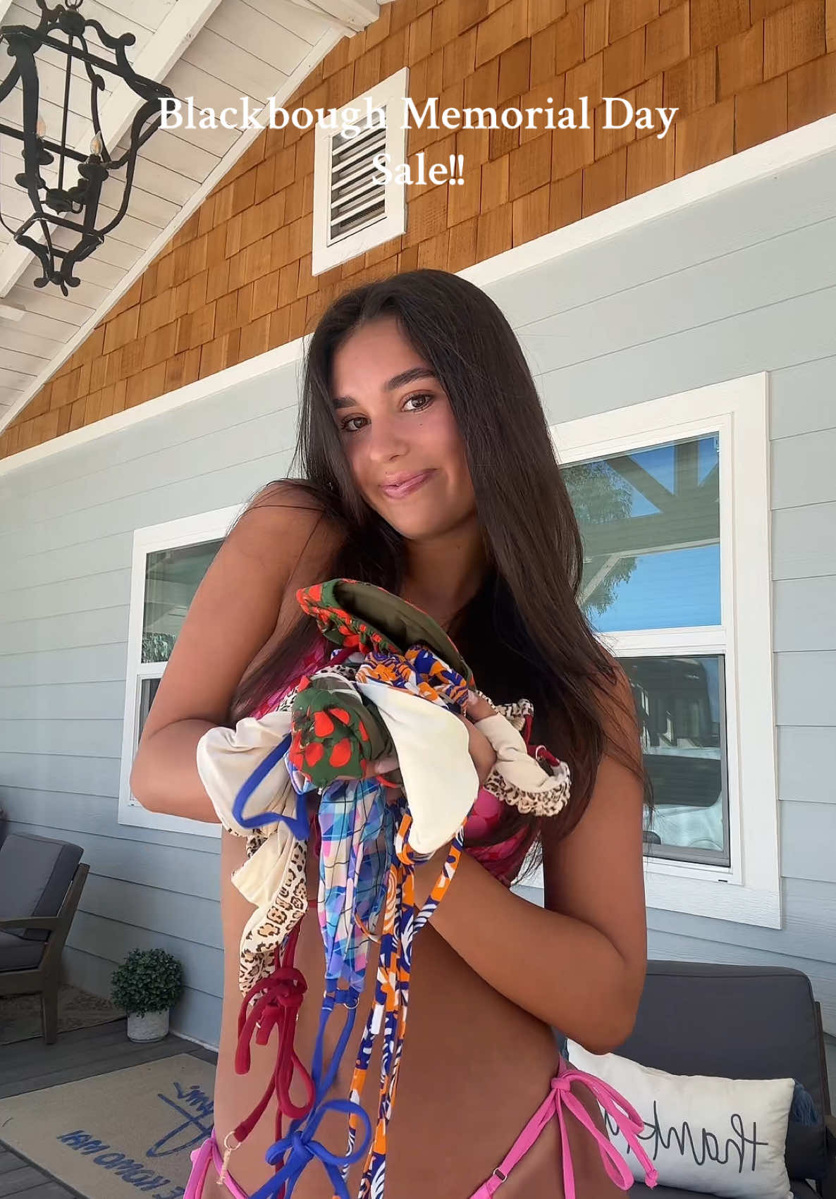 TikTok post by @madiluster for BLACKBOUGHSWIM. Caption reads: go check out @BLACKBOUGH SWIM memorial day sale....