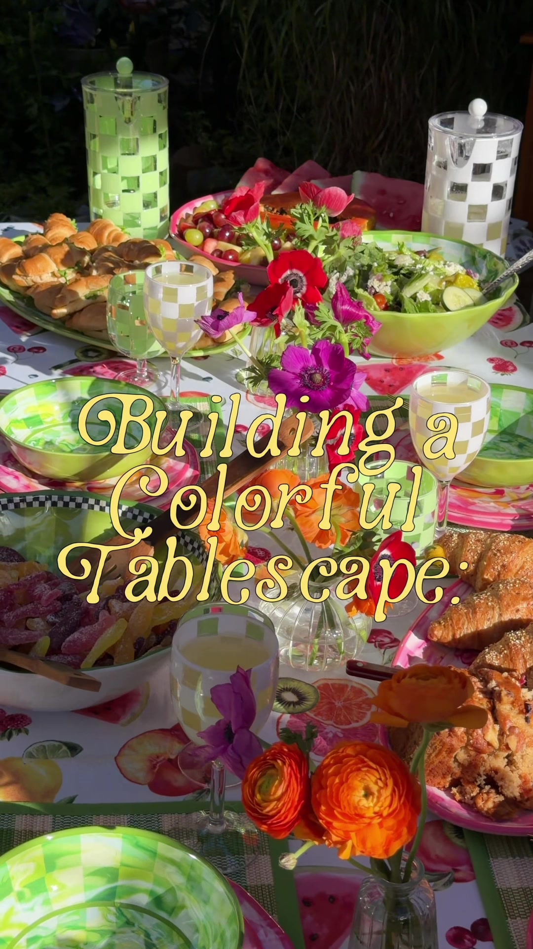 TikTok post by @savannahkbarry for BonBon NYC. Caption reads: Melamine was made for outdoor hosting! ☀️ Vibrant....