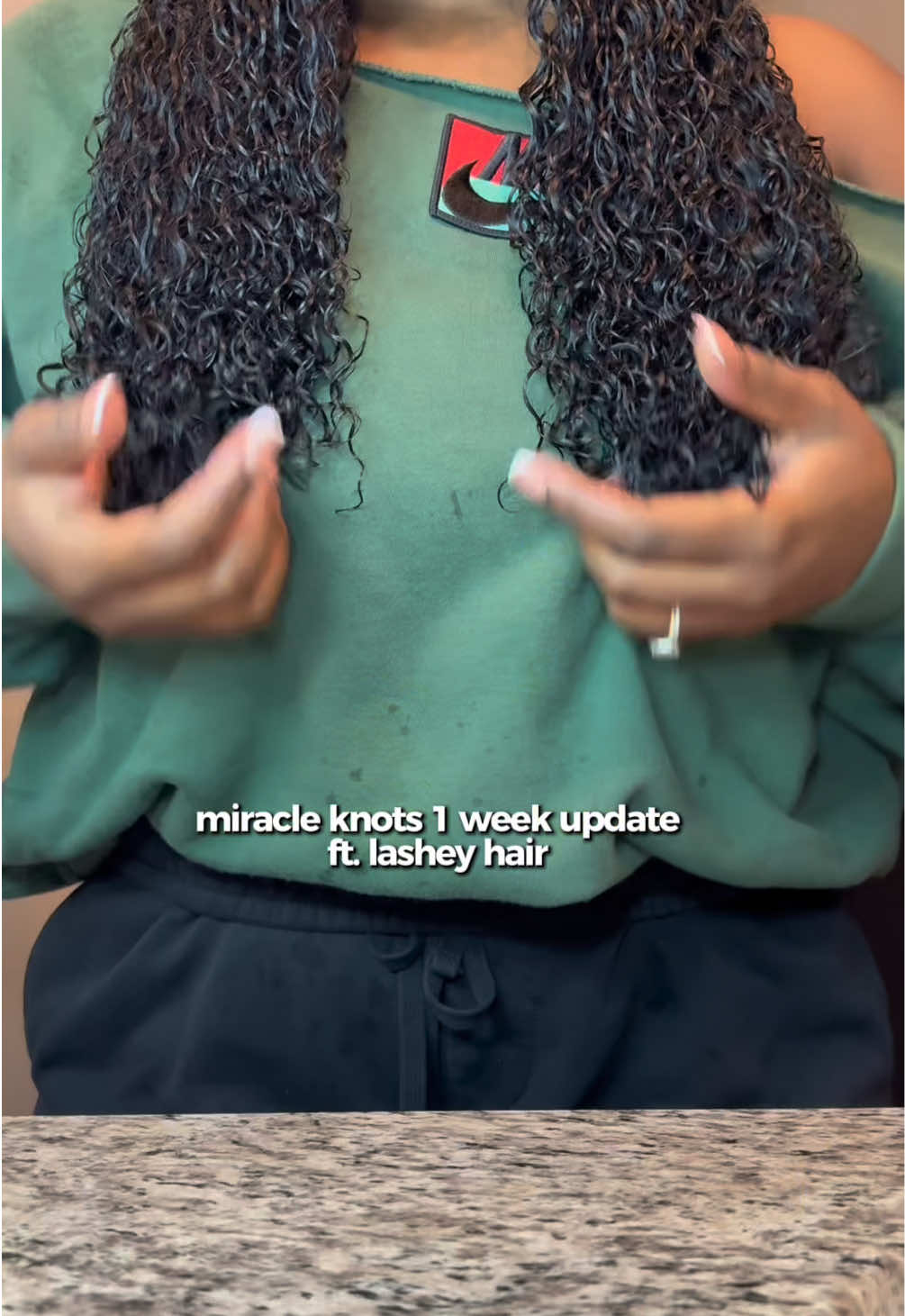TikTok post by @mo.motivationn for Lashey Hair. Caption reads: [...] to @thegirlnamedhl one week with @Lashey....