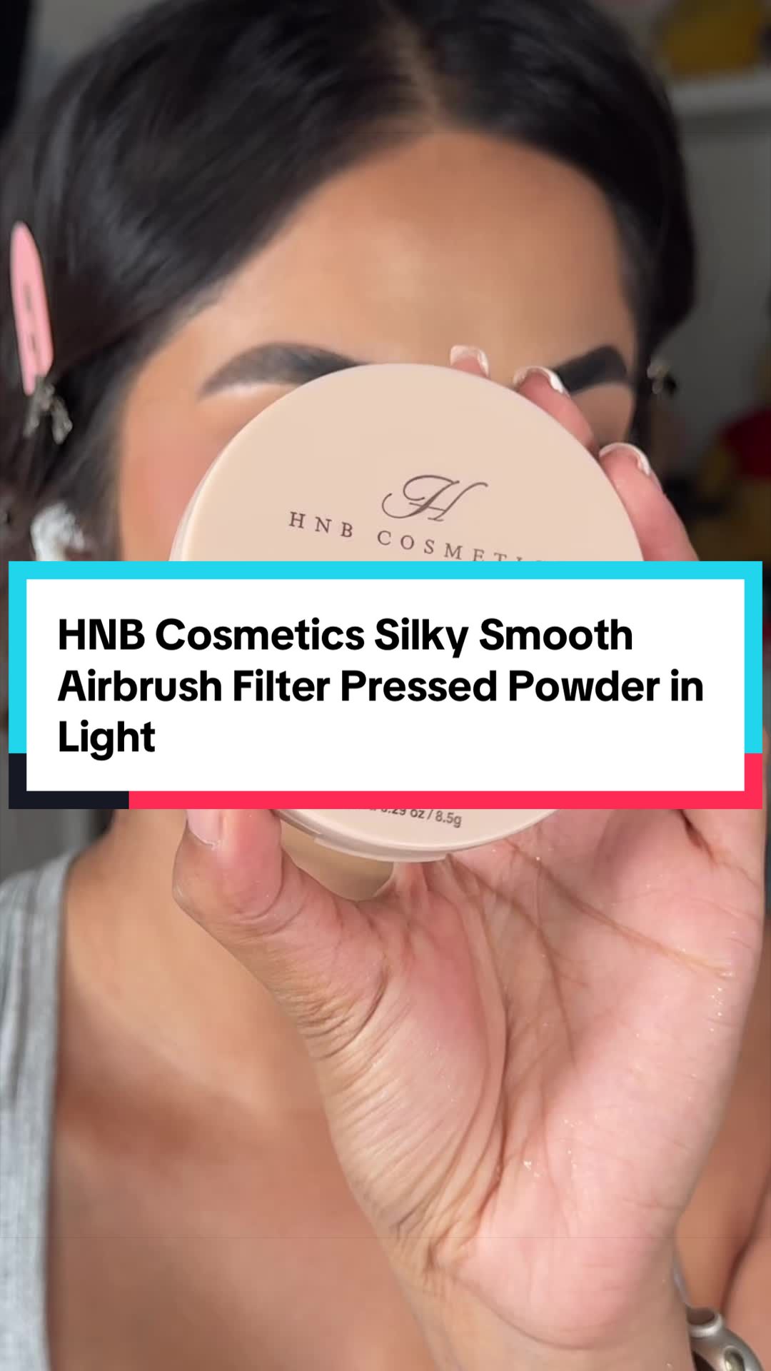 TikTok post by @_sxphsx for HNB Cosmetics. Caption reads: Love the @HNB Cosmetics Silky Smooth Airbrush....