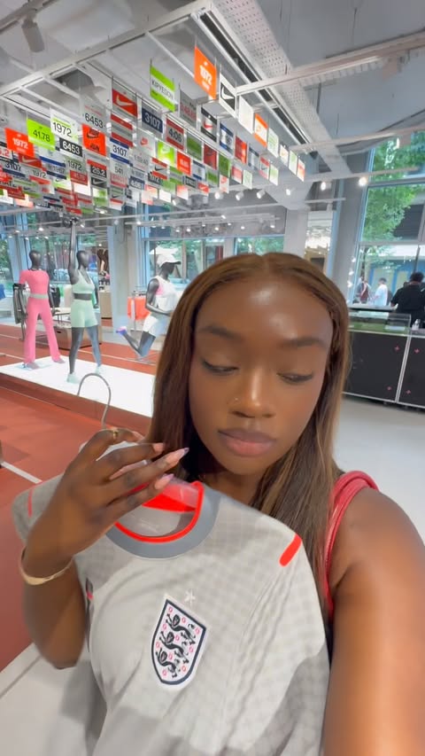 Instagram post by @anitaabayomi_ for Nike Football. Caption reads: [...] LOUDER! ENGLAND I NEED A WIN! @nikefootball....