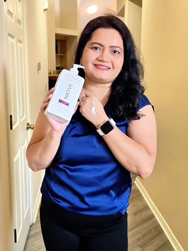 Instagram post by @mrudulachandekar for Native. Caption reads: [...] hydrated and glowing skin. @influenster....