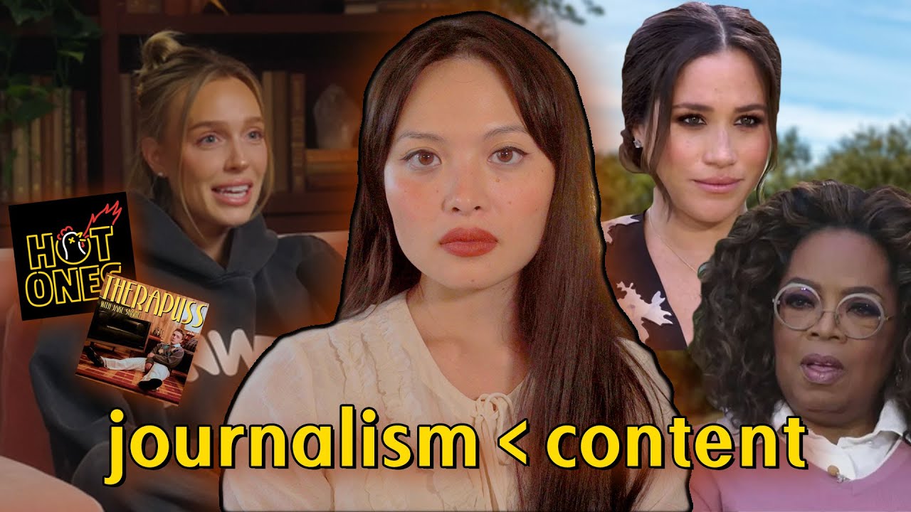 YouTube post by @gremlita for NBC News. Caption reads: The "Death" of the Celebrity Interview.