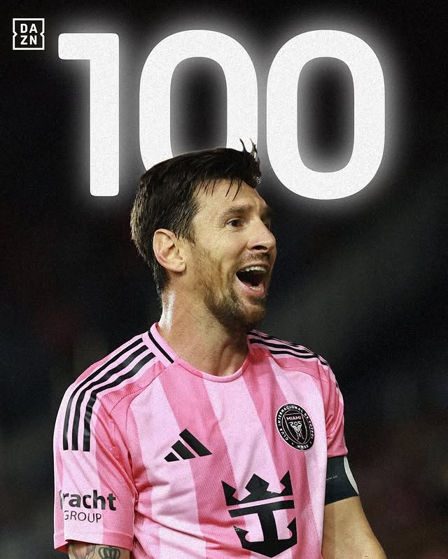 Instagram post by @we.are.messi for DAZN Football. Caption reads: 100 G/A in 80 games 🤯 Leo Messi is unreal at....