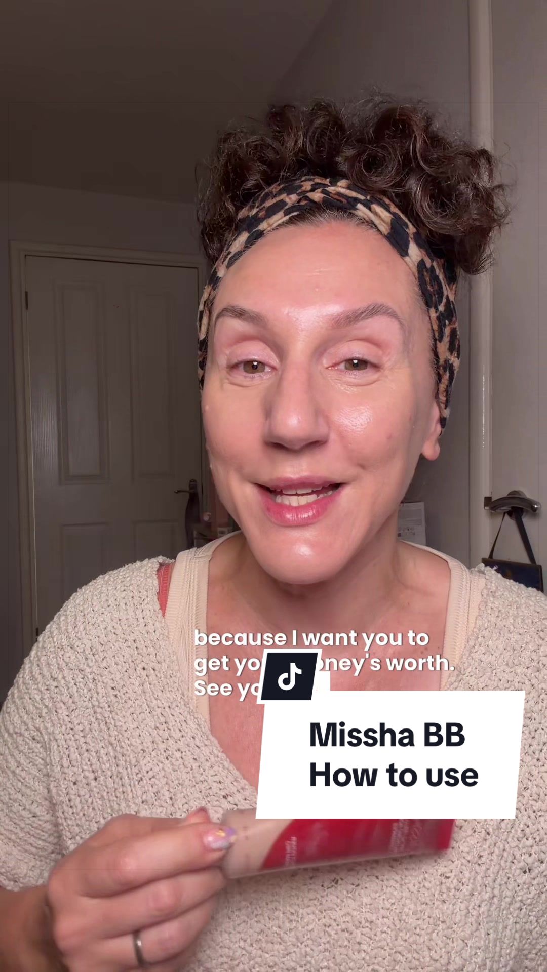 TikTok post by @makeupbykaty_angelidi for Missha. Caption reads: [...] moisturiser. This is how I get the @missha....