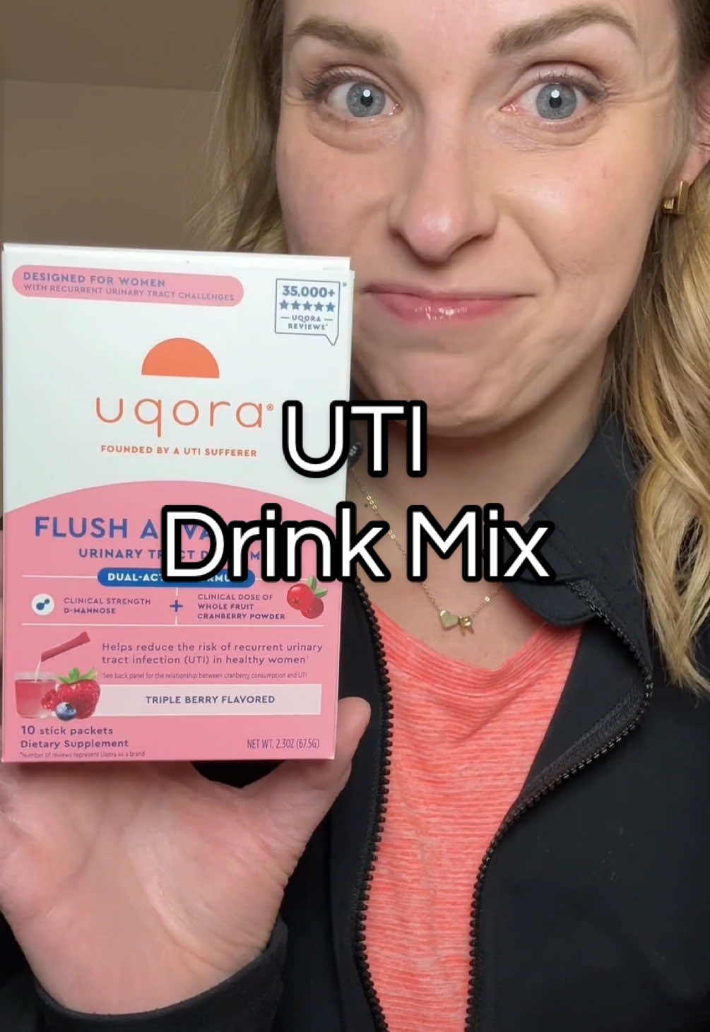 TikTok post by @chelsea.luker for Uqora. Caption reads: Lower your chances of recurring uti’s! @Uqora....