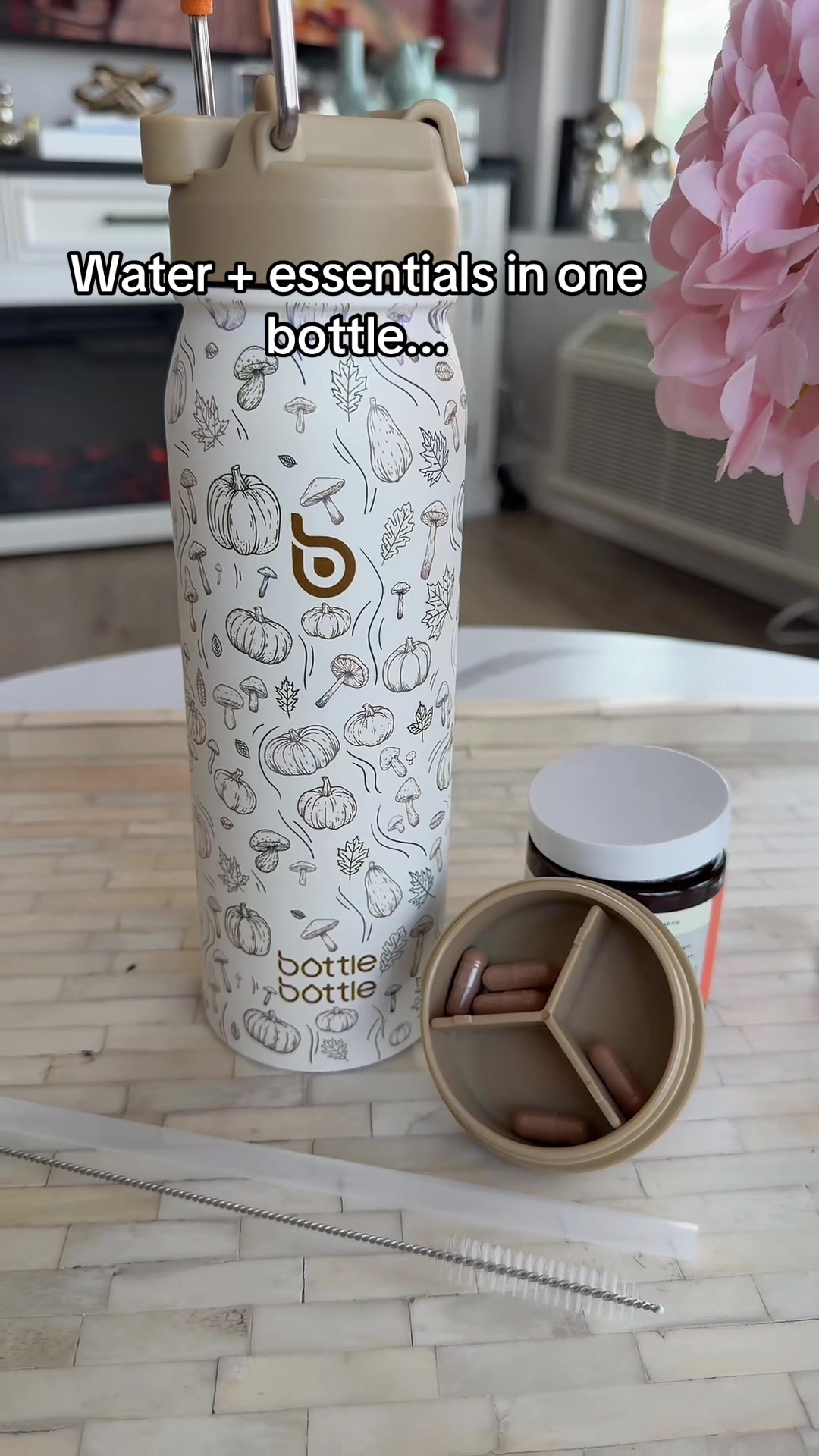 TikTok post by @mia_manhattan_ny for BOTTLE BOTTLE. Caption reads: [...] travel, gym days, and busy....