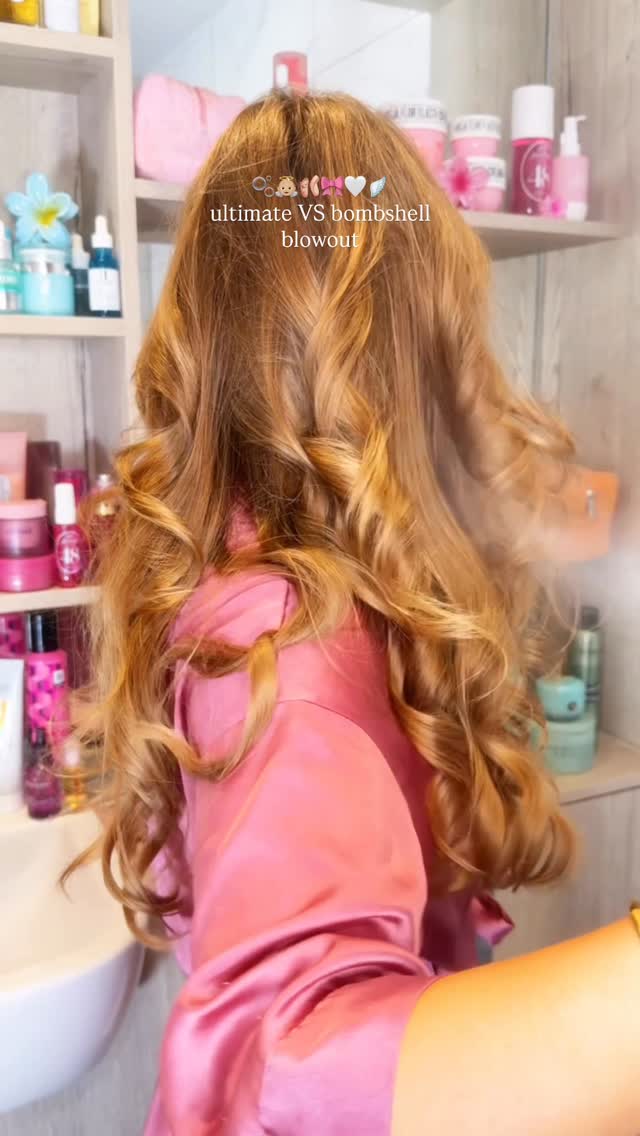 Instagram post by @byemmaleah for AQUIS Hair. Caption reads: the ultimate Victoria’s Secret bombshell blowout....