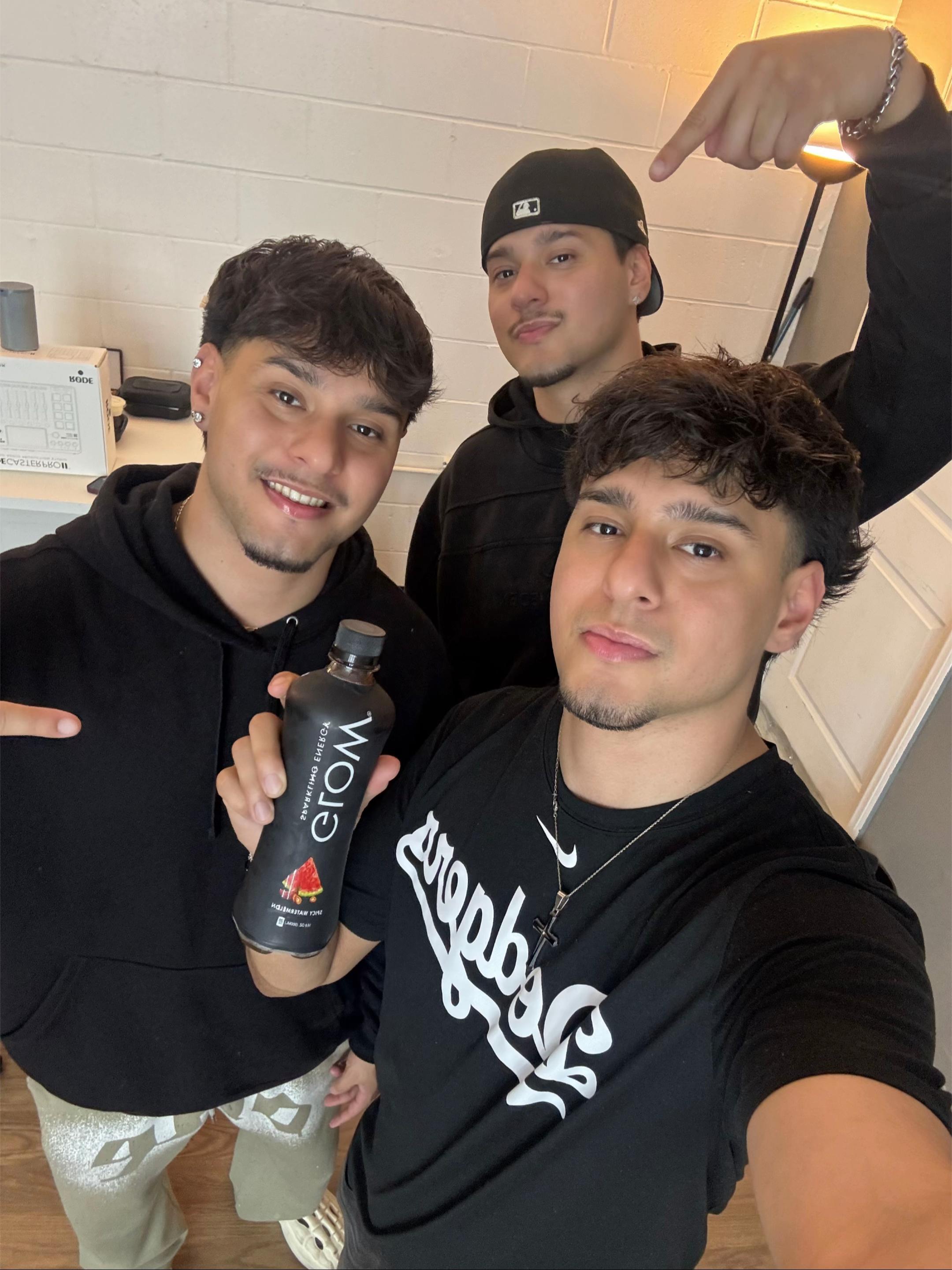 TikTok post by @moralestripletsss for GLOW Beverages. Caption reads: [...] today while staying hydrated with @GLOW....