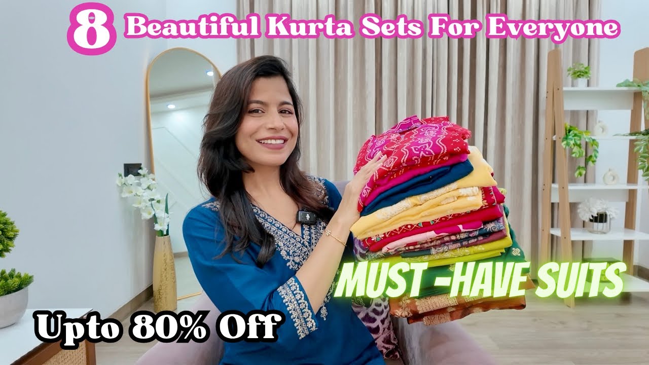 YouTube post by @DreamSimpleAnu for Wishlink. Caption reads: Most Beautiful Kurta Set Haul Upto 80% Off l....