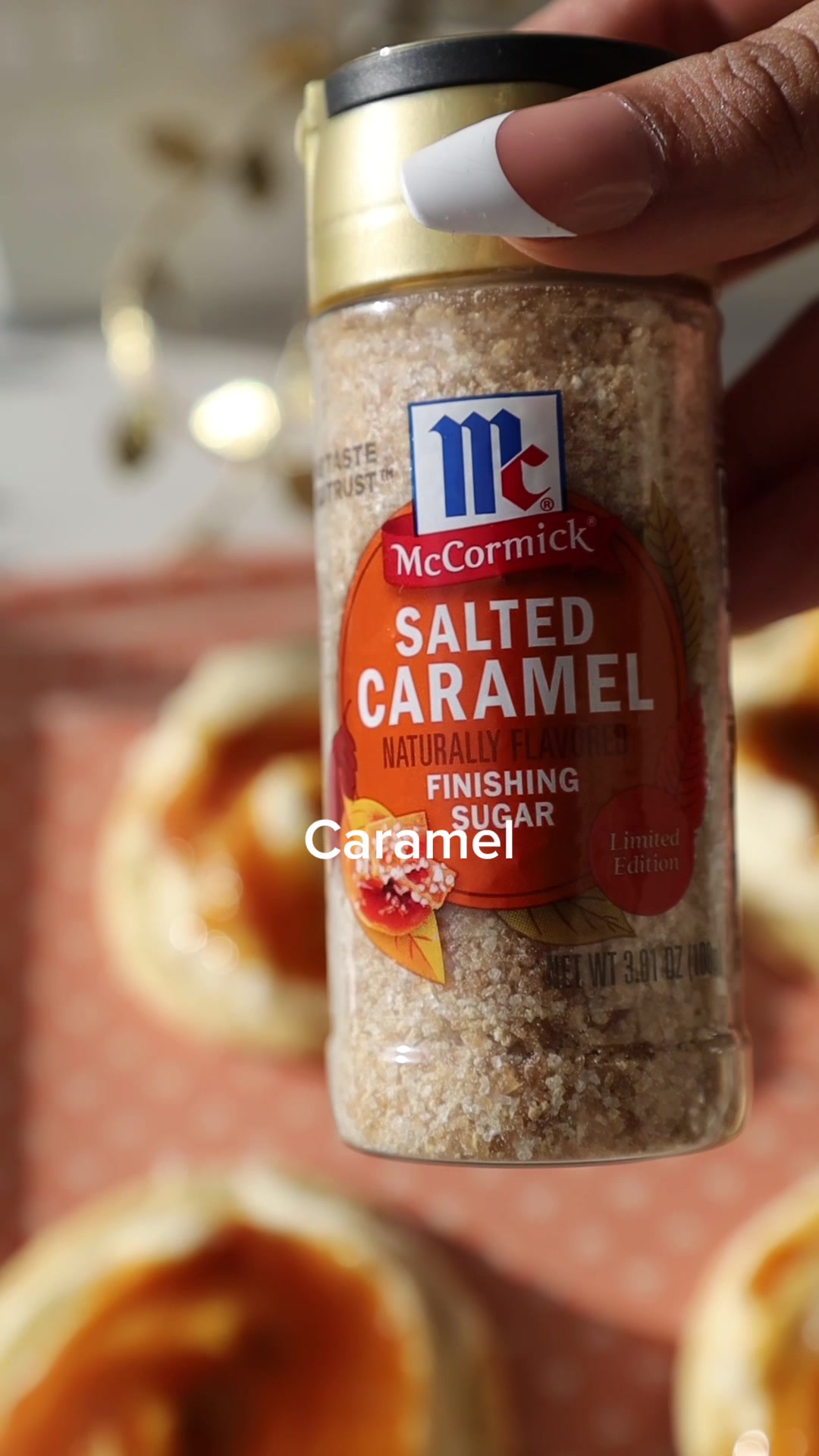 TikTok post by @shreyaskitchen2 for McCormick. Caption reads: #McCormickPartner Delicious salted caramel....