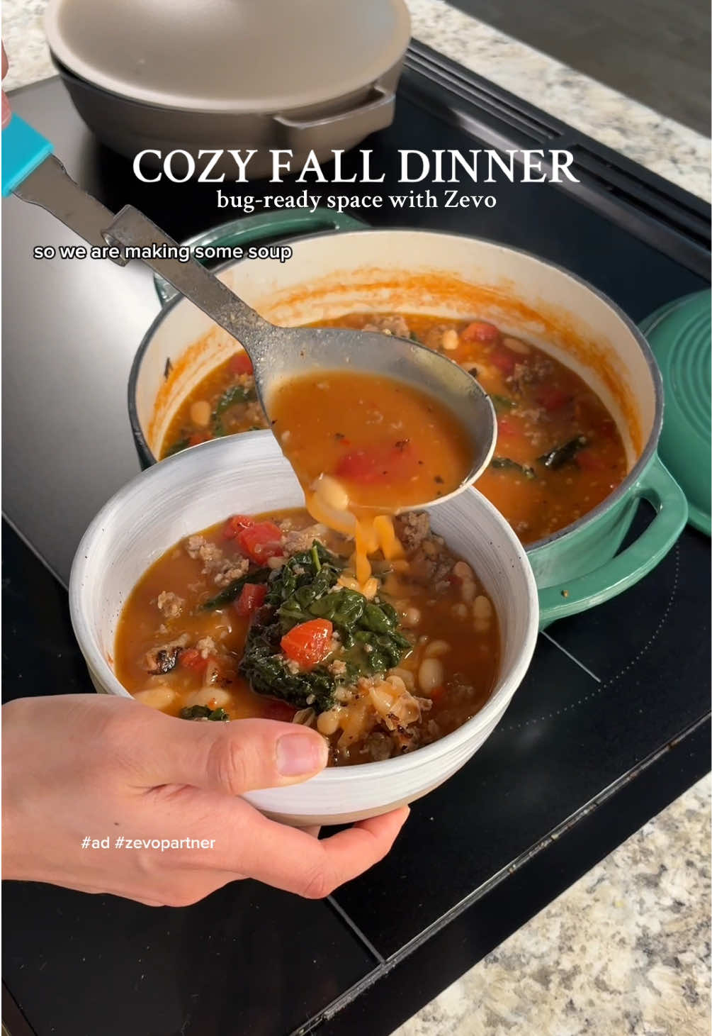 TikTok post by @sairasteelman for Zevo. Caption reads: #ad #ZevoPartner Nothing kills the cozy vibes of....