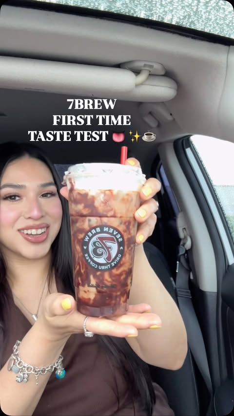 Instagram post by @leslies_blushing for 7 Brew Coffee. Caption reads: #7brewpartner First time trying @7brewcoffee and....