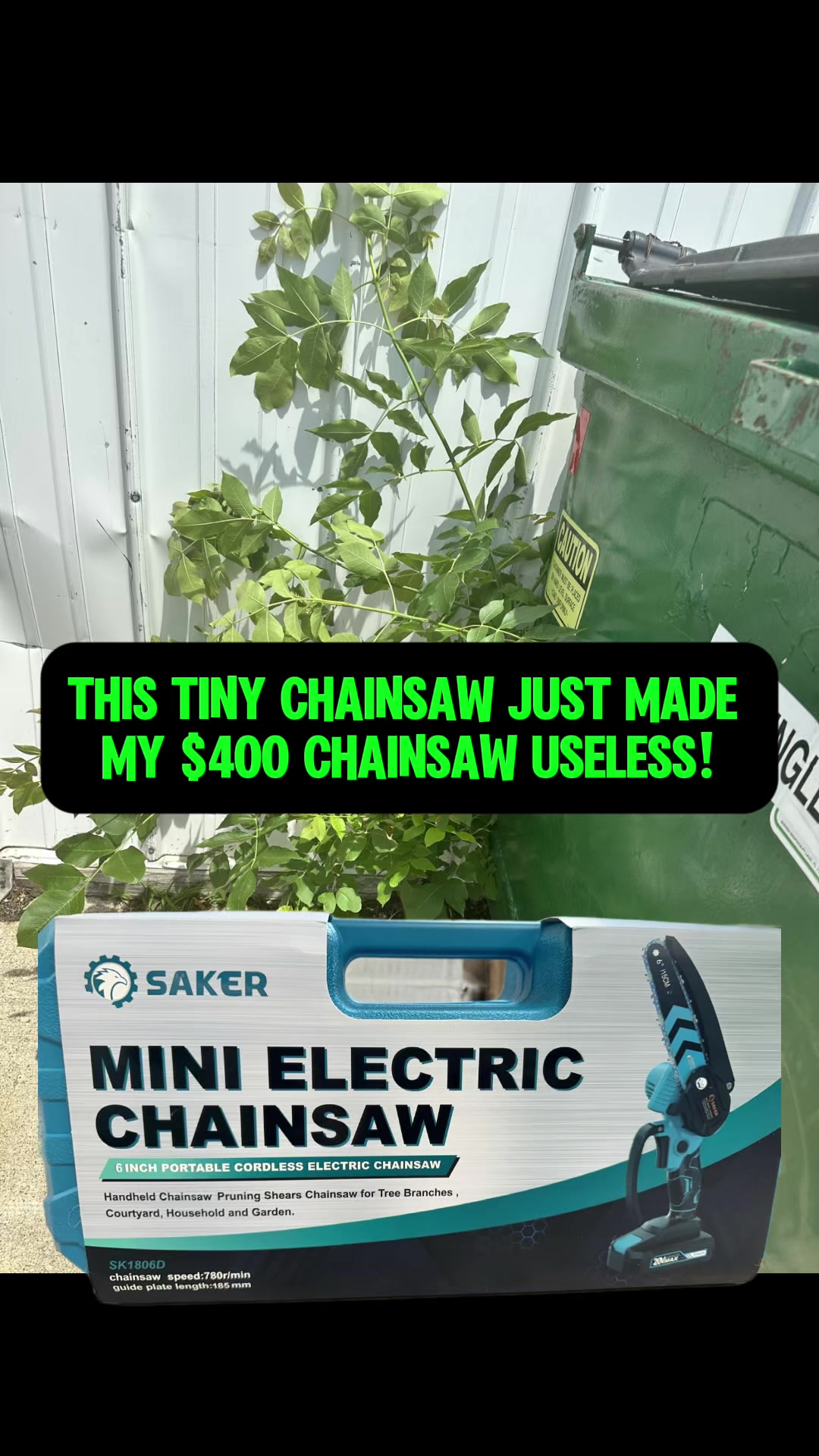 TikTok post by @househustle2 for Smartsaker. Caption reads: [...] mini chainsaw now! It’s so handy.....