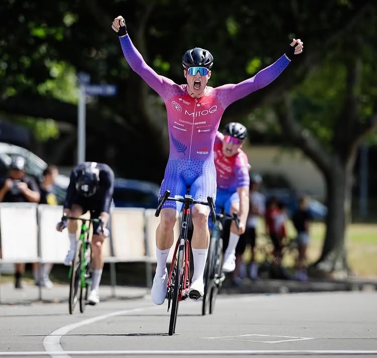 Instagram post by @nzcyclingproject for MitoQ. Caption reads: [...] of the year. 📷 @atphotonz #poweredbymitoq....
