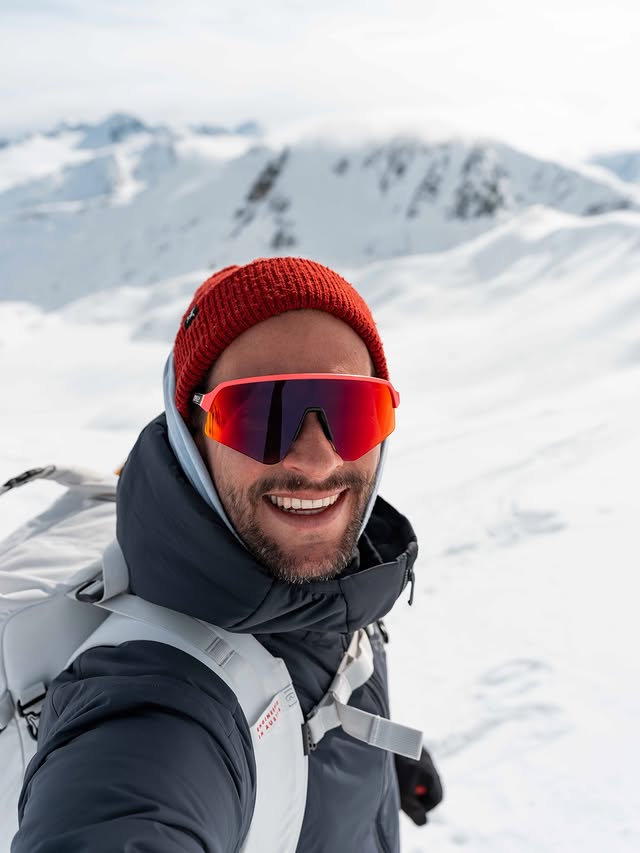 Instagram post by an influencer for Arc'teryx. Caption reads: backcountry skiing around blackcomb 🇨🇦 such a....