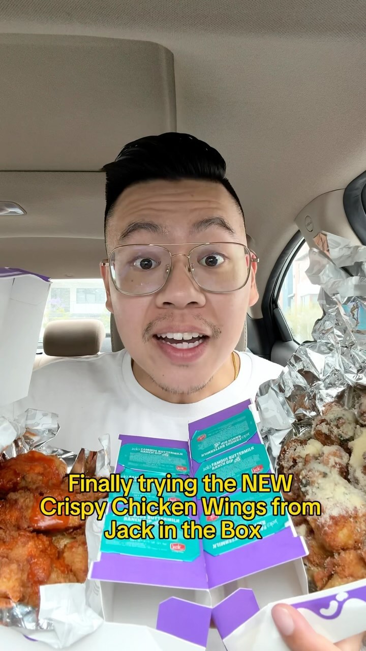 Instagram post by @nate.eatz for Jack In The Box. Caption reads: Trying the new Crispy Chicken Wings from Jack in....