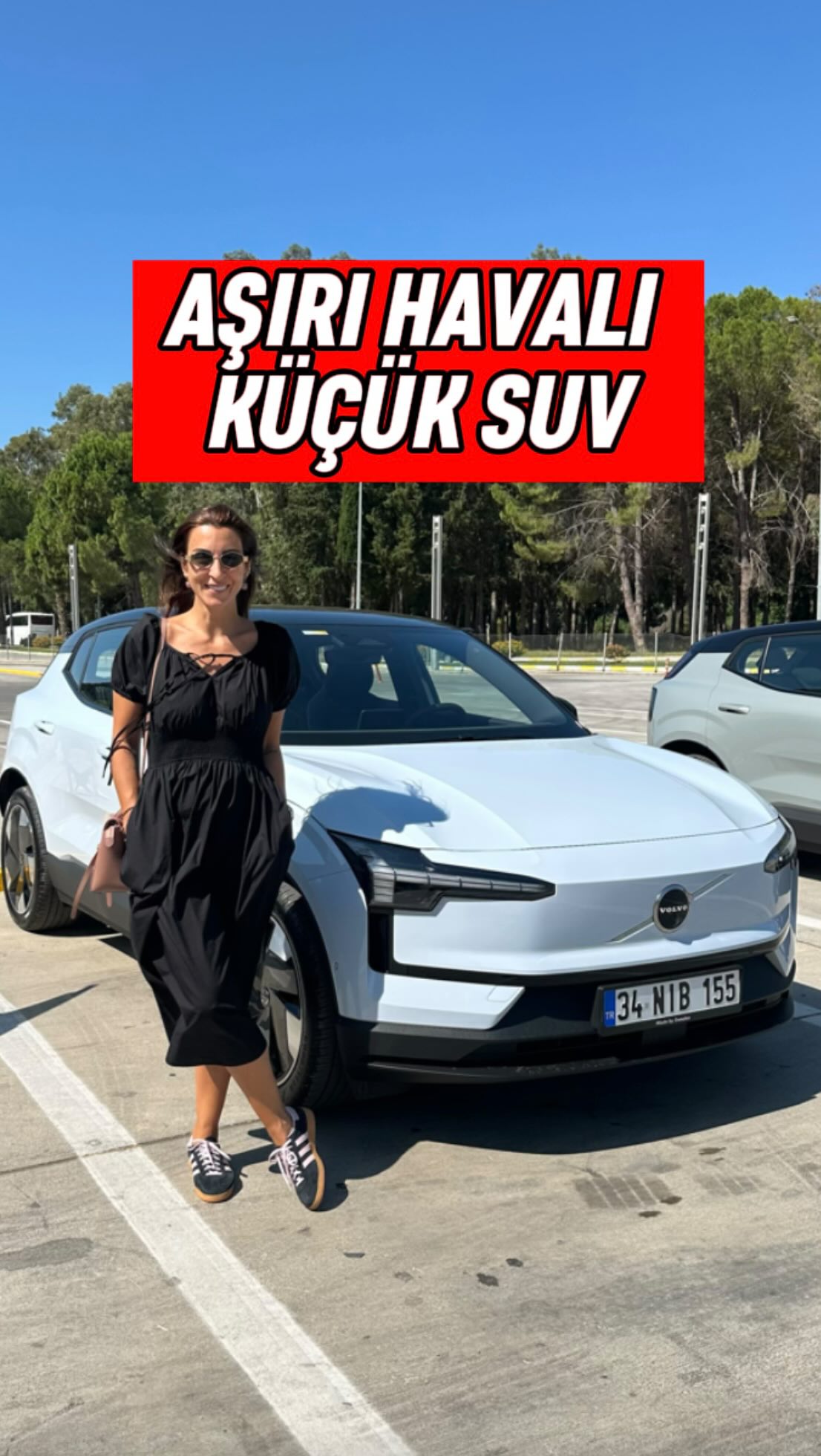 Instagram post by @ebrutalib for Volvo Cars. Caption reads: Volvo EX30 ile ilk dakikalarım aaaaa, oooo, vaaaay....