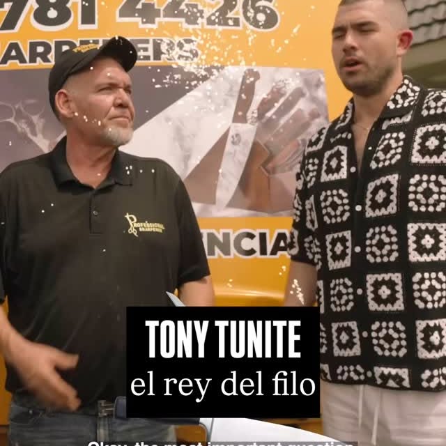 Instagram post by @10daytony for Dan Le Batard Show with Stugotz. Caption reads: Tony Tunite Meets Miami Legend: El Rey Del Filo 👑....