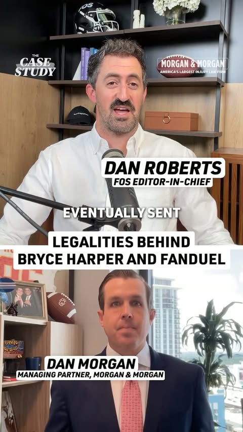 Instagram post by @danmorganesq for Morgan & Morgan. Caption reads: Bryce Harper made $900 for a viral Cameo video....