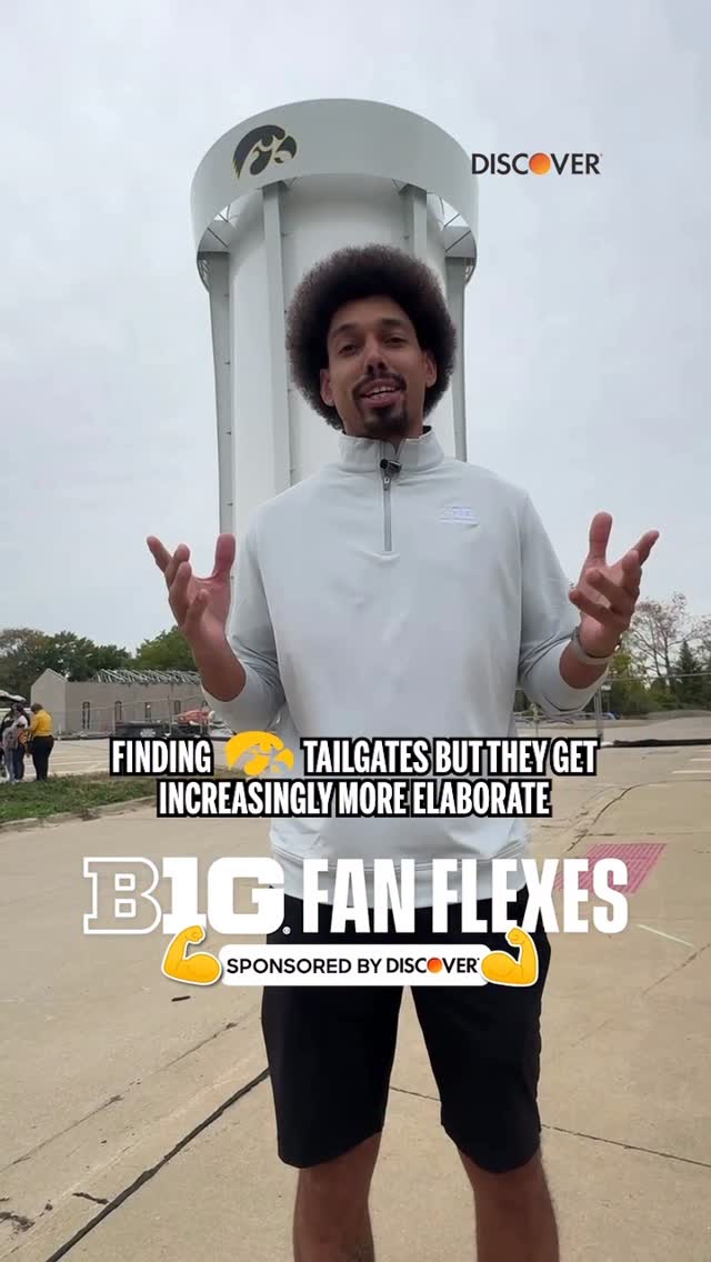 Instagram post by @bigtennetwork for Discover. Caption reads: #DiscoverPartner Who had the best Hawkeye tailgate....
