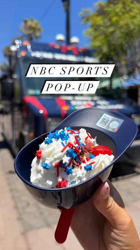 Instagram post by @jenz_losangeles for NBC Entertainment. Caption reads: 🇺🇸🍨FREE Star-Spangled SUNDAE in LA today ⚾️....