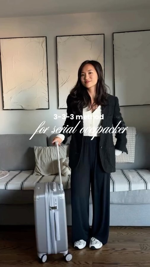 Instagram post by @thatsannette for CALPAK. Caption reads: If you’re a serial overpacker, would you do this....