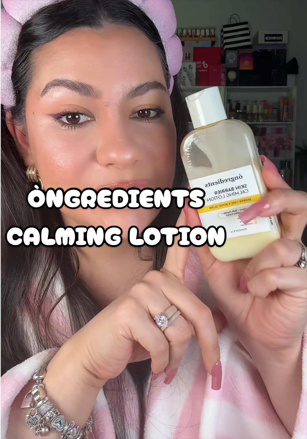 TikTok post by @siana_far for Ongredients US Store. Caption reads: Òngredients skin barrier calming lotion, makeup....