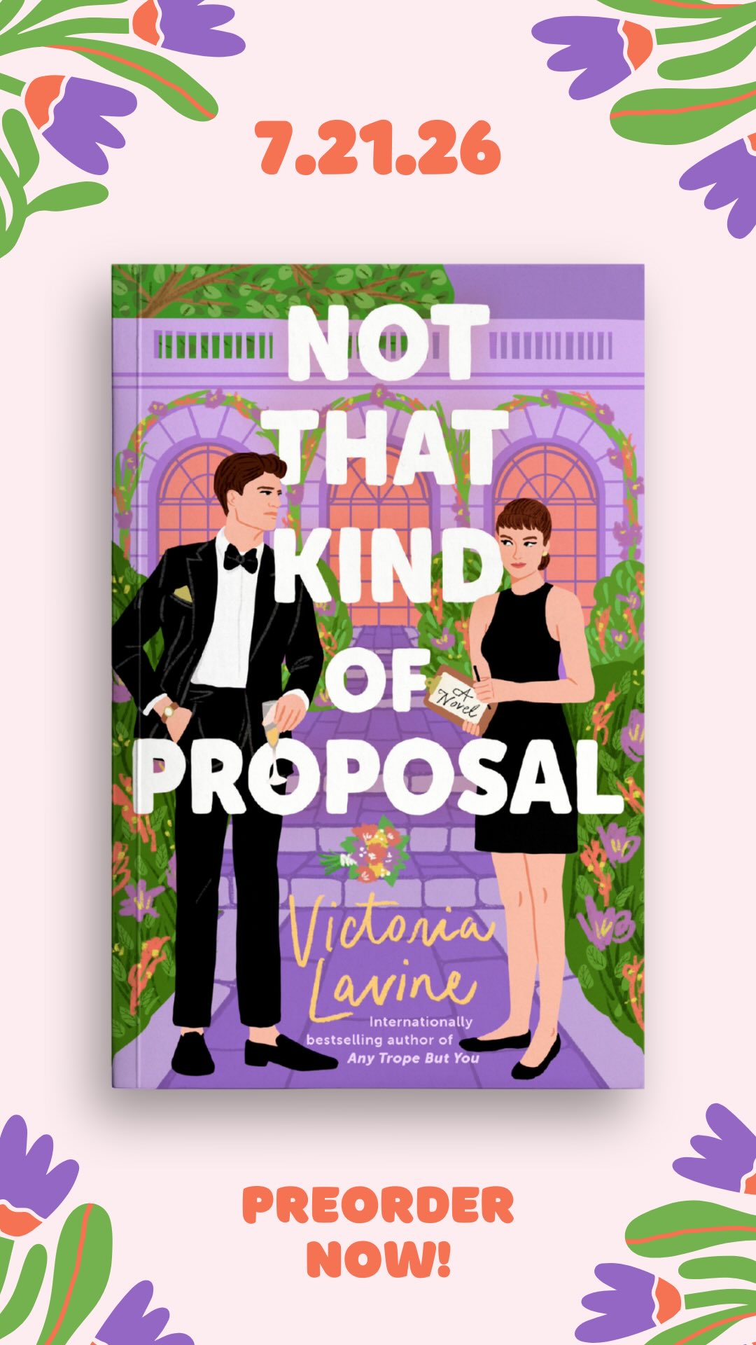 Instagram post by @victorialavinewrites for Atria Books. Caption reads: It’s Cover Reveal Day!! 🥳 I am so thrilled to....