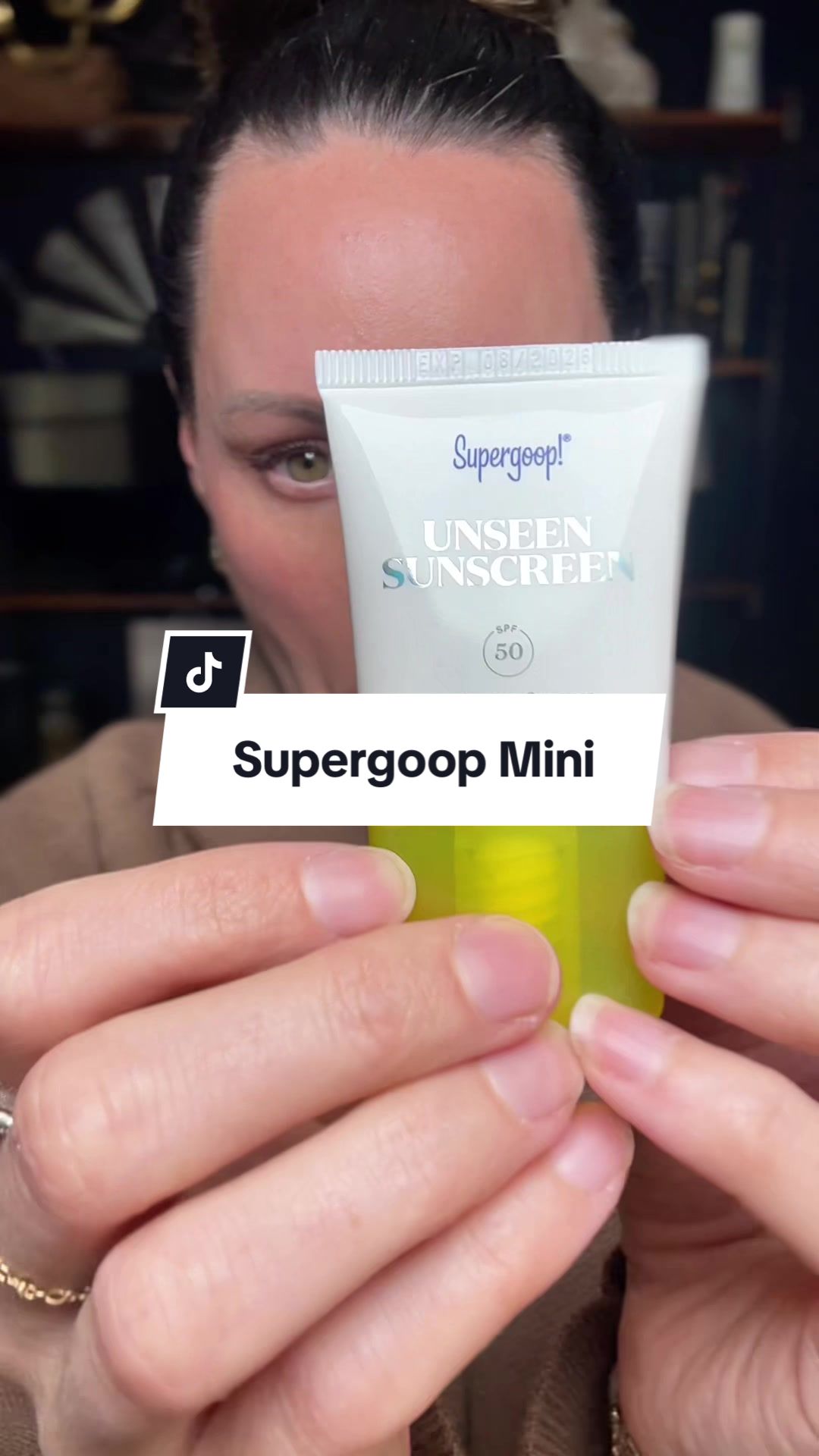 TikTok post by @brooke.alina for Supergoop. Caption reads: [...] for this holiday season! @Supergoop....