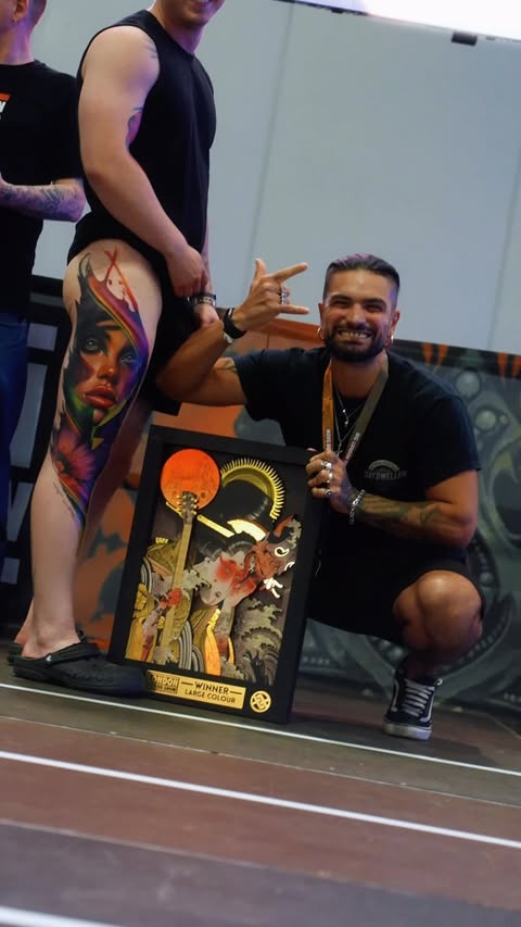 Instagram post by @biglondontattooshow for Kwadron. Caption reads: [...] amazing @swevenvisuals Sponsored by:....