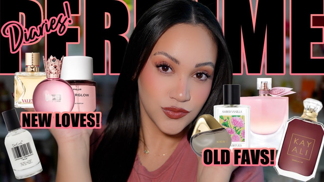 YouTube post by @AmyGlam for Twisted Lily. Caption reads: PERFUME DIARIES! 📒 DECEMBER PERFUME TRAY UPDATE |....