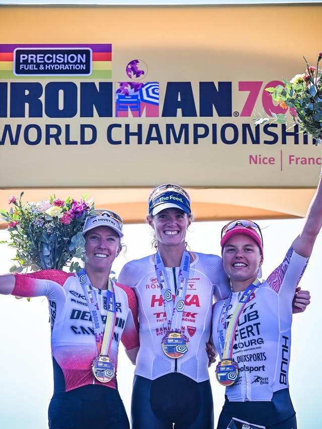 Instagram post by @danlorang for Athletic Brewing Co. Caption reads: A huge win for @taylorknibb at the 70.3 World....