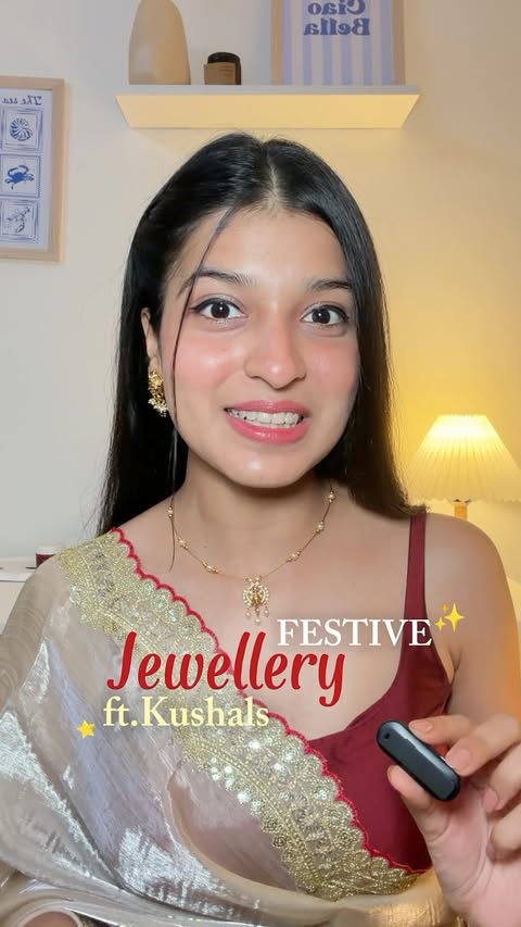 Instagram post by @mirror_ani_me for Kushals Fashion Jewellery. Caption reads: [...] festive jewellery essentials at....