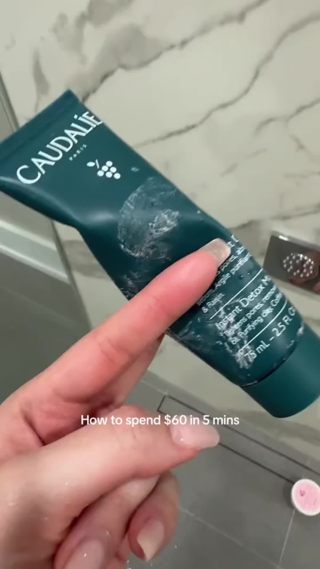TikTok post by @mcloving.friedrice for Caudalie. Caption reads: Omg guys repost bc I accidentally flashed myself....
