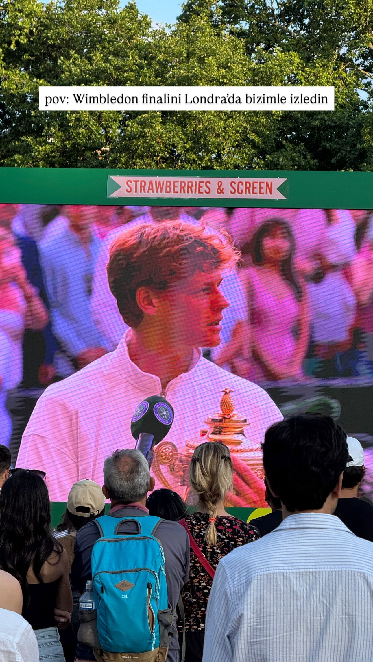 Instagram post by @burcaksonmez for Whole Foods Market. Caption reads: Pov: Wimbledon finalini Londra’da bizimle izledin.....