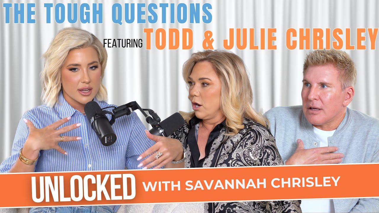 YouTube post by @SavannahChrisleyUNLOCKED for Progressive. Caption reads: The Tough Questions (feat. Todd Chrisley & Julie....