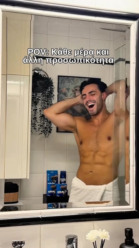 Instagram post by @savvas_karagiannis for Gillette. Caption reads: [...] καλύτερη εκδοχή μου κάθε μέρα. Με τη....