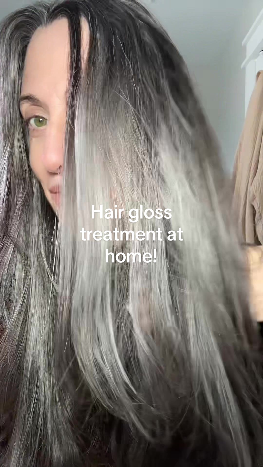 TikTok post by @grayawhile for oVertone Color. Caption reads: The gloss treatment by @oVertone Color is an easy....