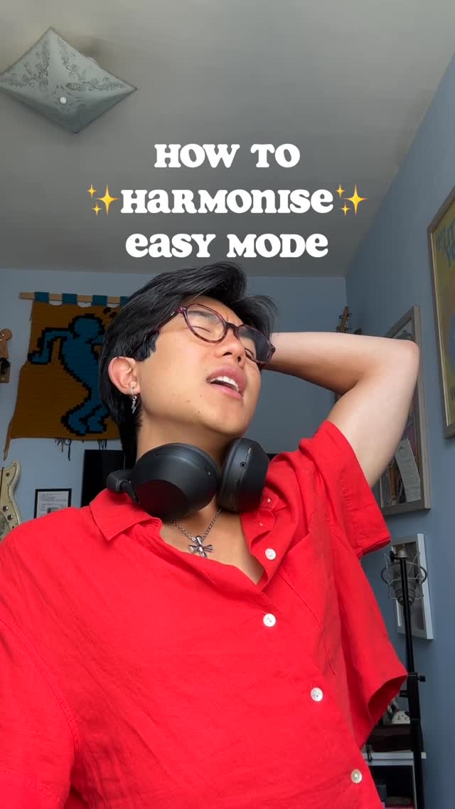 Instagram post by @aedenalvarez for BandLab. Caption reads: whenever you can't find the harmony ---> @bandlab....