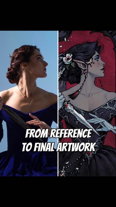 Instagram post by @mary_dimary for Procreate. Caption reads: [...] of creating my latest artwork “Dark Bride”....