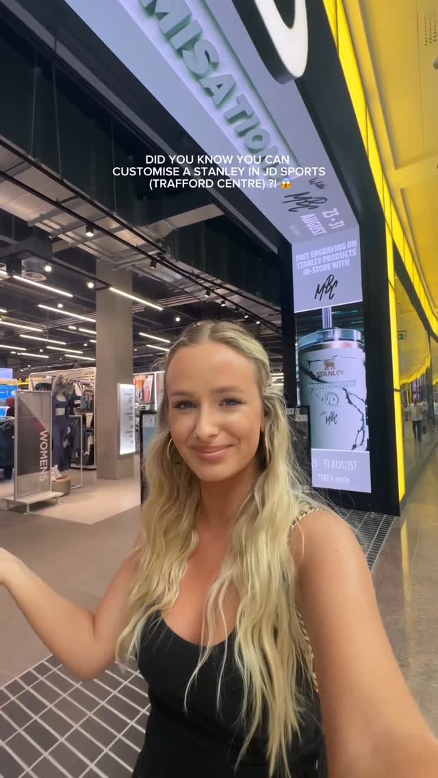 Instagram post by @cissyjones for JD Sports. Caption reads: YOU CAN CUSTOMISE YOUR STANLEY IN JD SPORTS?! 😱🥹....