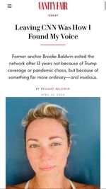 Instagram post by @brooke_baldwin for Vanity Fair. Caption reads: [...] is story, my ‘Unraveling.’ Thank you....