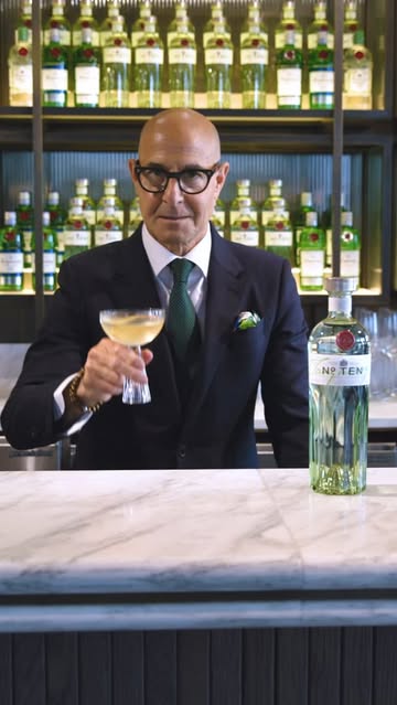Instagram post by @stanleytucci for Tanqueray. Caption reads: #ad A few tips on how to order your perfect....